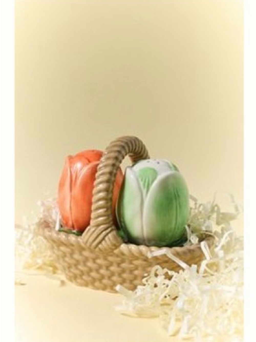 Anthropologie Louise Stoneware Salt & Pepper in Basket - Tulip